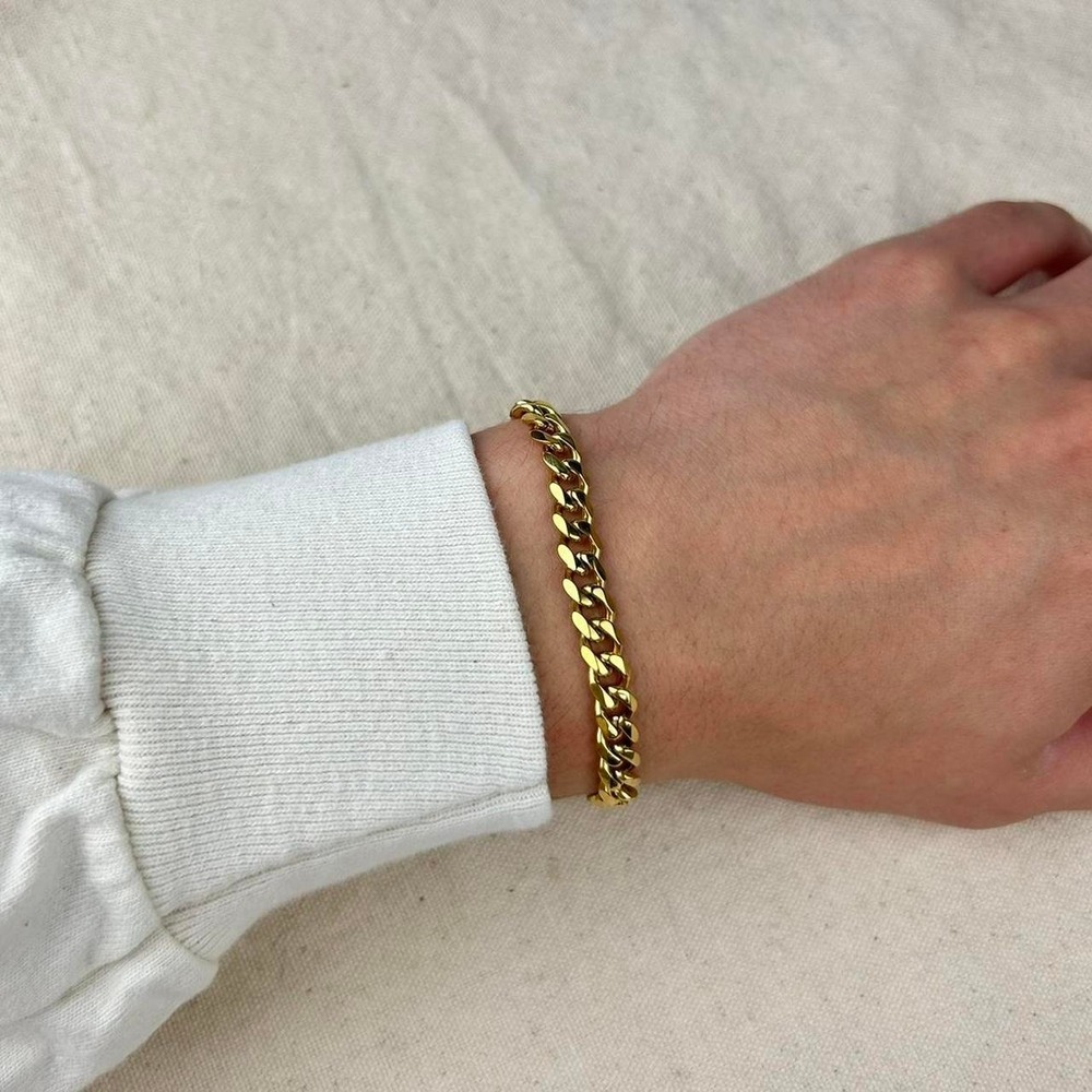 Vintage style stainless steel gold cuban link chain bracelet grunge punk 7mm